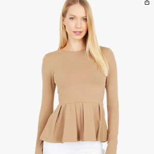 Susana Monaco Long Sleeve Crew Peplum Top
